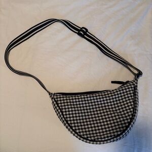 Uniqlo black and white gingham sling crossbody